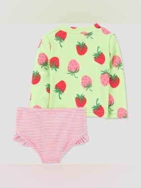 Carter's Strawberry Print Rashguard Set - Lime & Pink